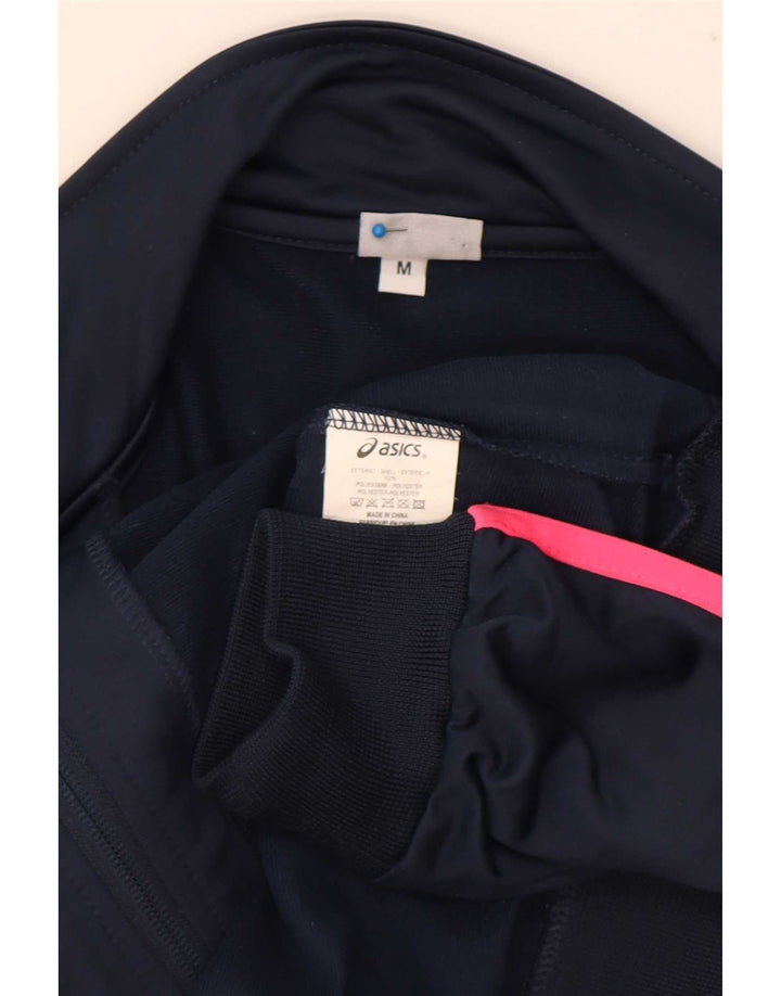 Asics træningsdragt topjakke til kvinder UK 12 Medium Navy Blue Colourblock