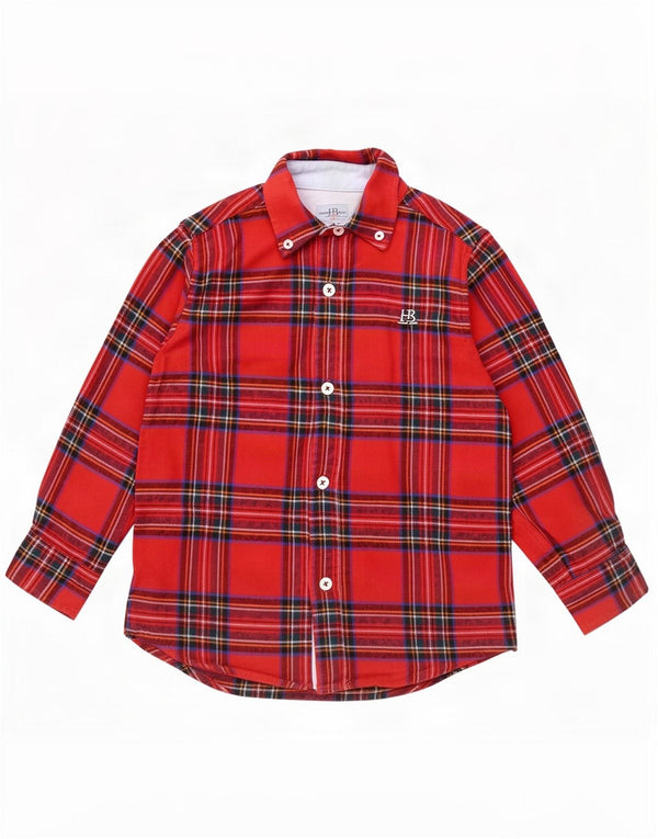 Harmont & Blaine drenge Slim Fit flannelskjorte 5-6 år rød plaid bomuld