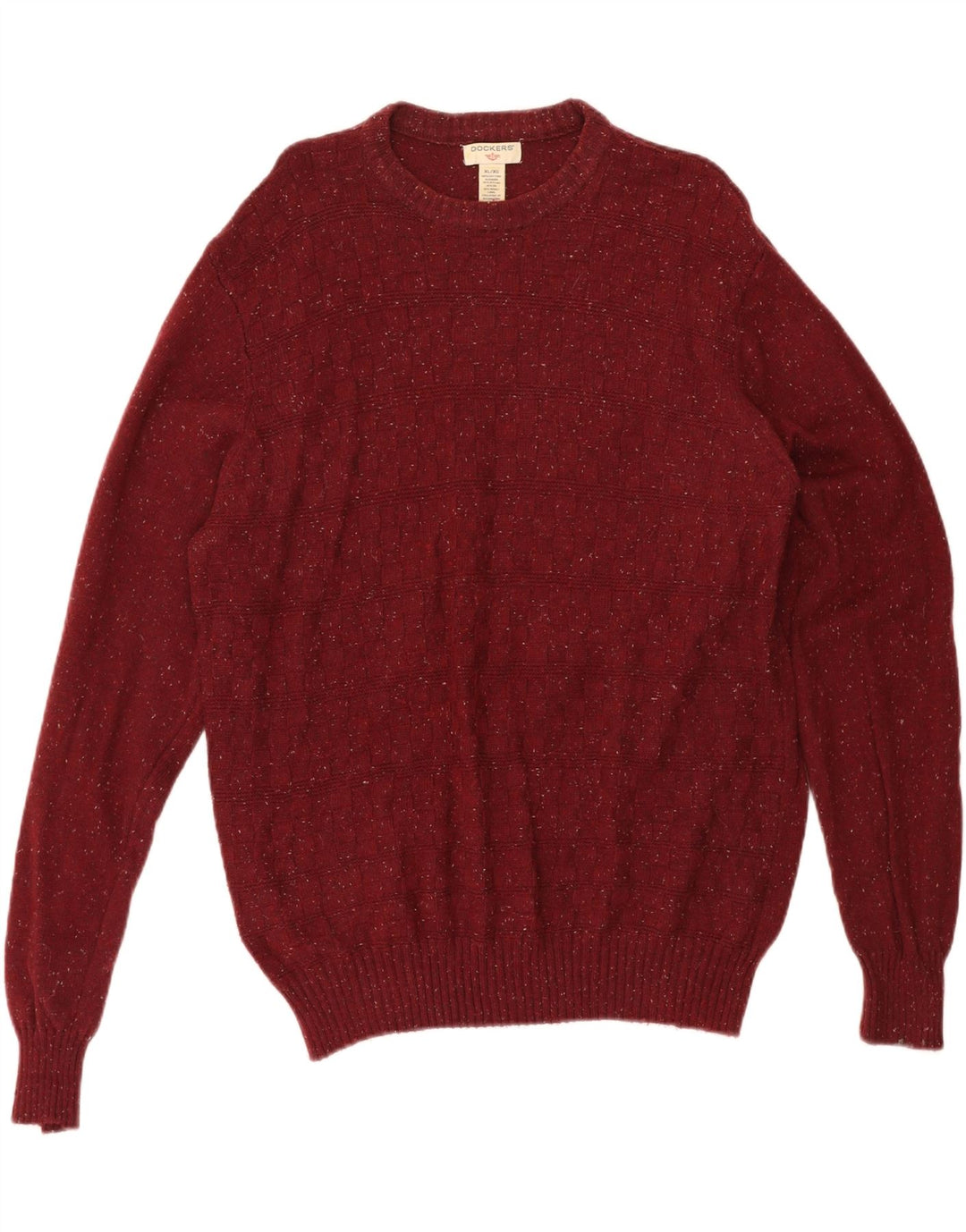 DOCKERS Mens Crew Neck Jumper Sweater XL Maroon Flecked Cotton Vintage Dockers and Second-Hand Dockers from Messina Hembry 