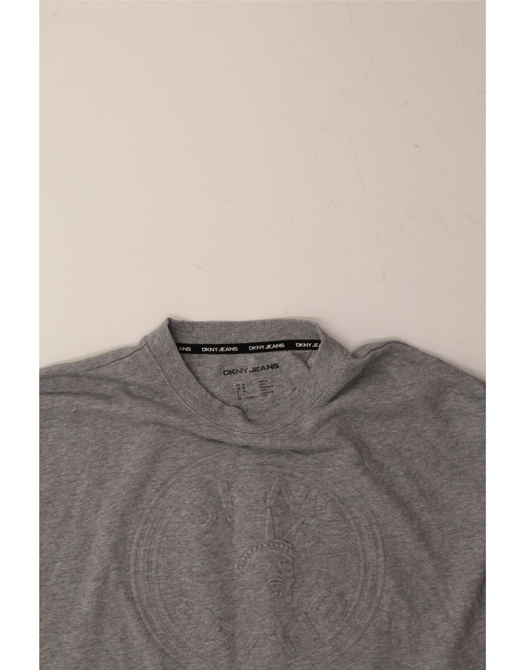 DKNY Womens Graphic Sweatshirt Jumper UK 14 Medium Grey Cotton Vintage Dkny and Second-Hand Dkny from Messina Hembry 