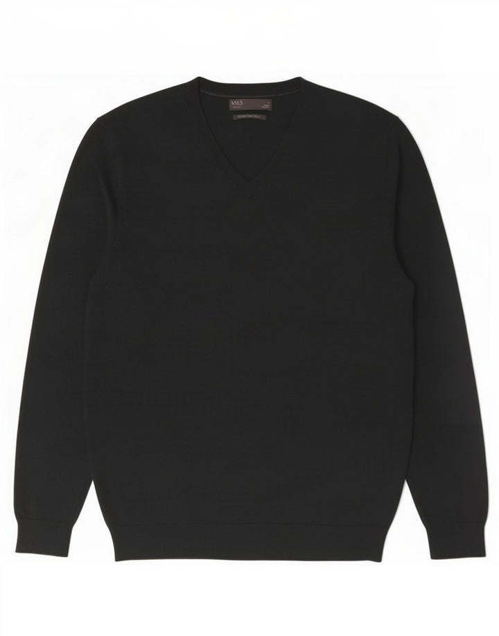 Marks & Spencer Herre V-hals sweater Medium Grøn Merinould
