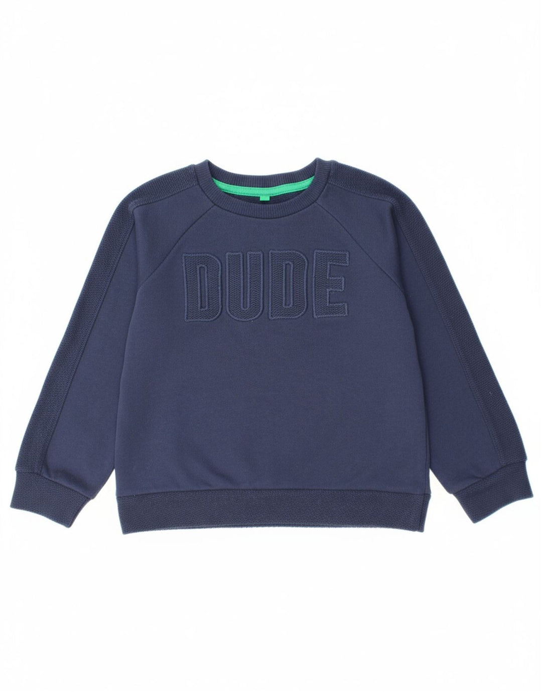 BENETTON Boys Graphic Sweatshirt Jumper 4-5 Years XS Navy Blue Polyester