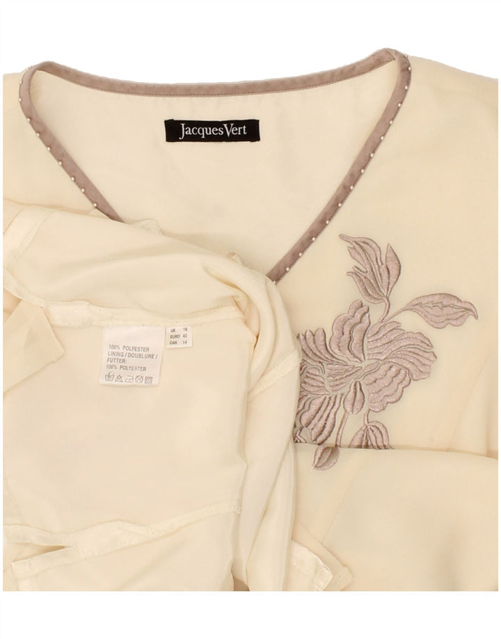 JACQUES VERT Womens Graphic Blouse Top UK 16 Large Beige Floral Polyester Vintage Jacques Vert and Second-Hand Jacques Vert from Messina Hembry 