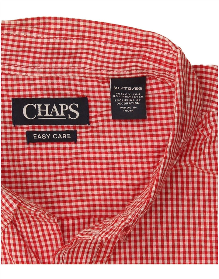 Chaps Herre Easy Care Shirt XL Rød Gingham Bomuld