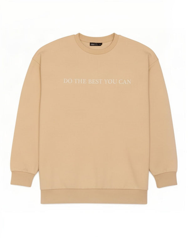 Zara Graphic Sweatshirt Jumper UK 10 Small Beige Bomuld
