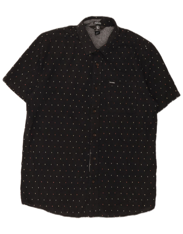 Volcom Herre Kortærmet Modern Fit skjorte Medium Sort plettet bomuld