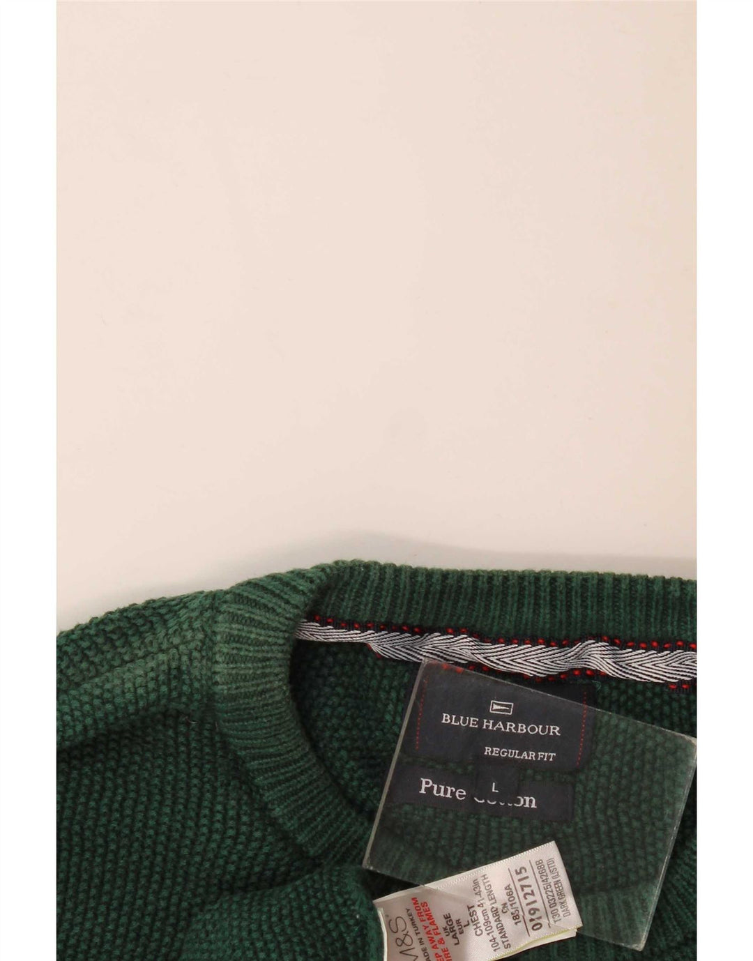 Marks & Spencer Herre Blue Harbor Crew Neck Jumper Sweater Large Green