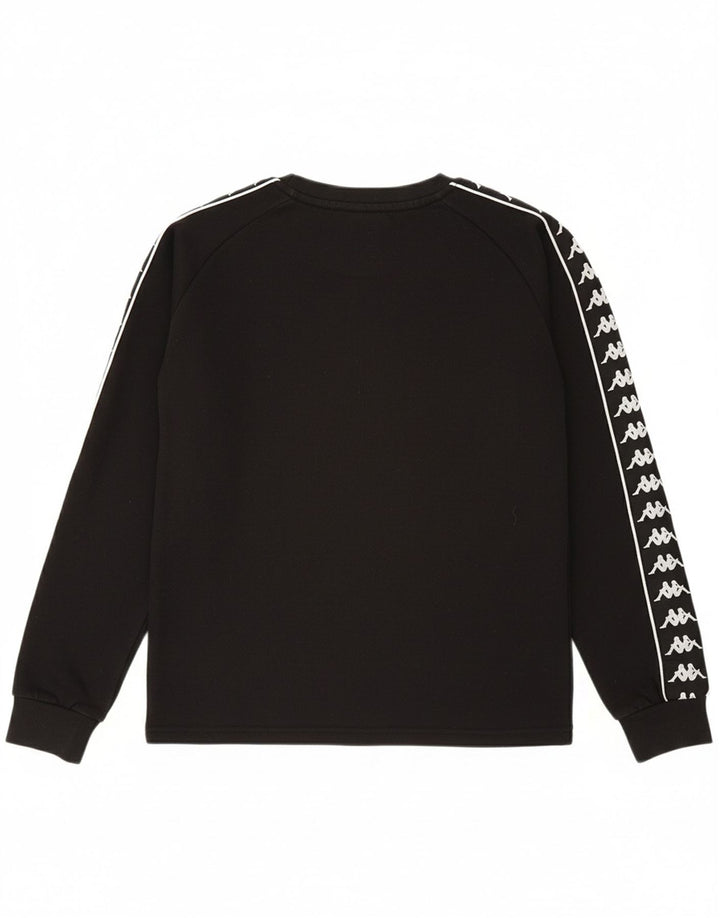 KAPPA Boys Graphic Sweatshirt Jumper 13-14 Years Black Cotton