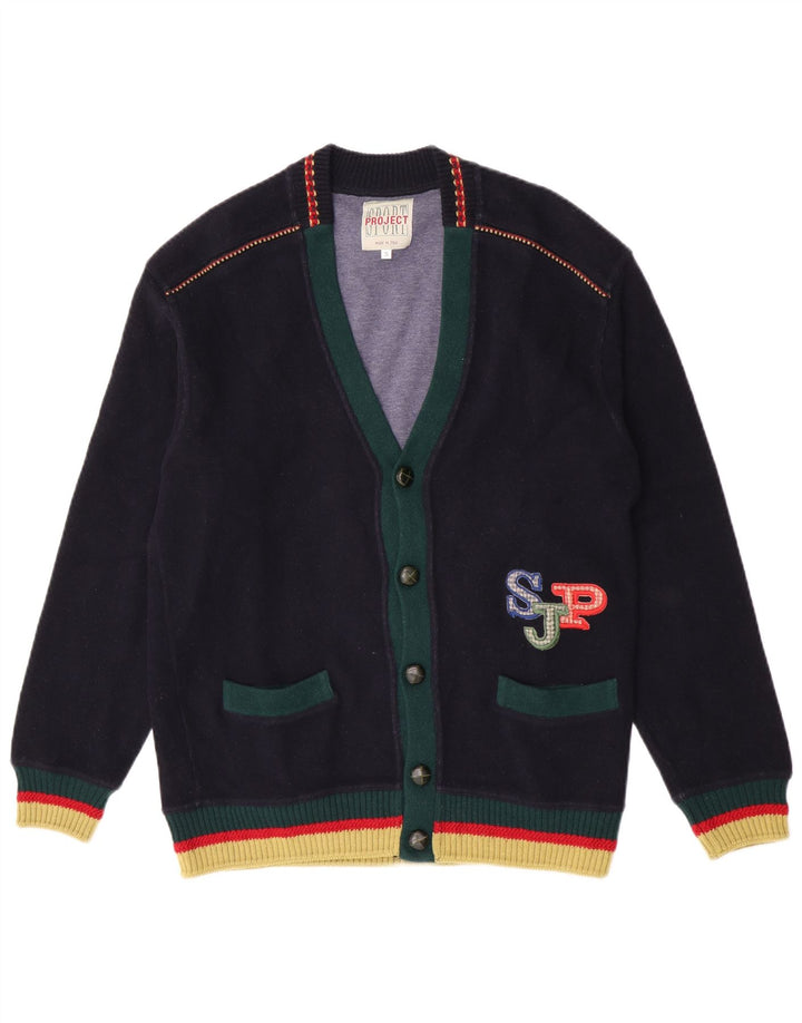 Gabriella Frattini Herre Cardigan Sweater Small Navy Blue Colourblock