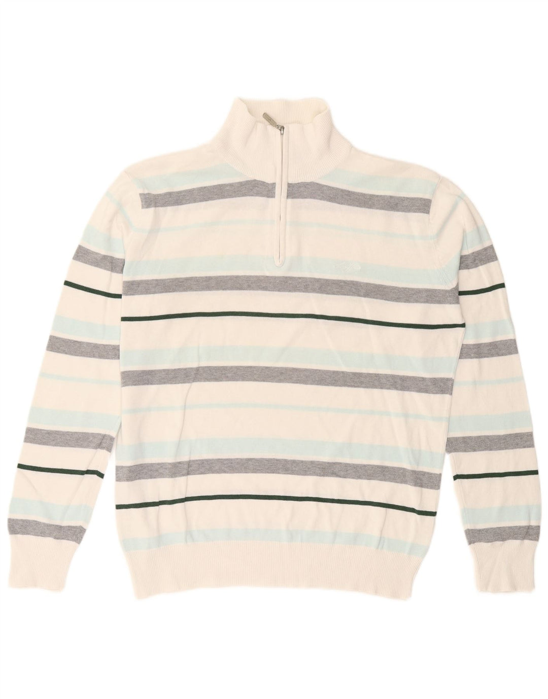 Lotto Herre Zip Neck Jumper Sweater Stor hvid stribet bomuld