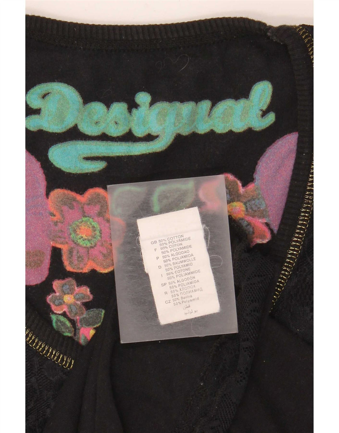 Desigual Damevest Top UK 12 Medium Sort Geometrisk Bomuld