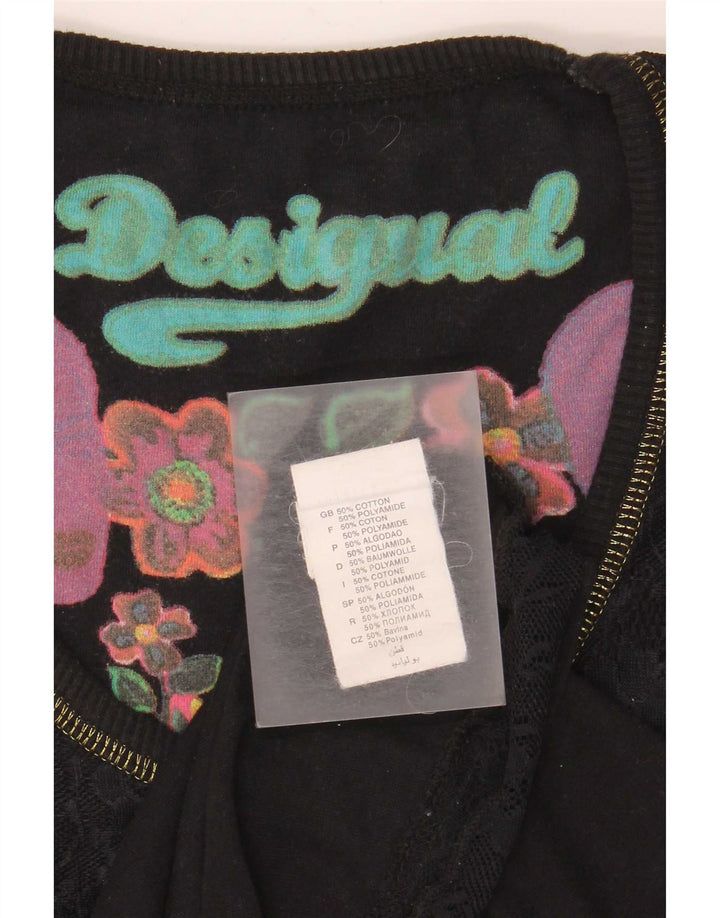 Desigual Damevest Top UK 12 Medium Sort Geometrisk Bomuld