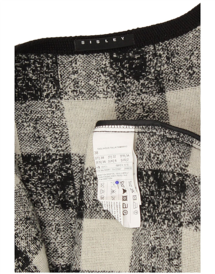 Sisley Dame Oversized Blazer Jacket UK 6 XS Sort Gingham Akryl