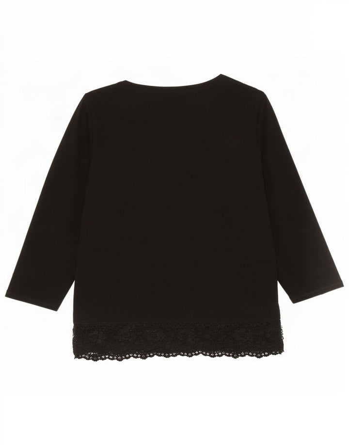 Marks & Spencer skjortebluse med 3/4 ærmer til kvinder UK 14 Medium Sort viskose