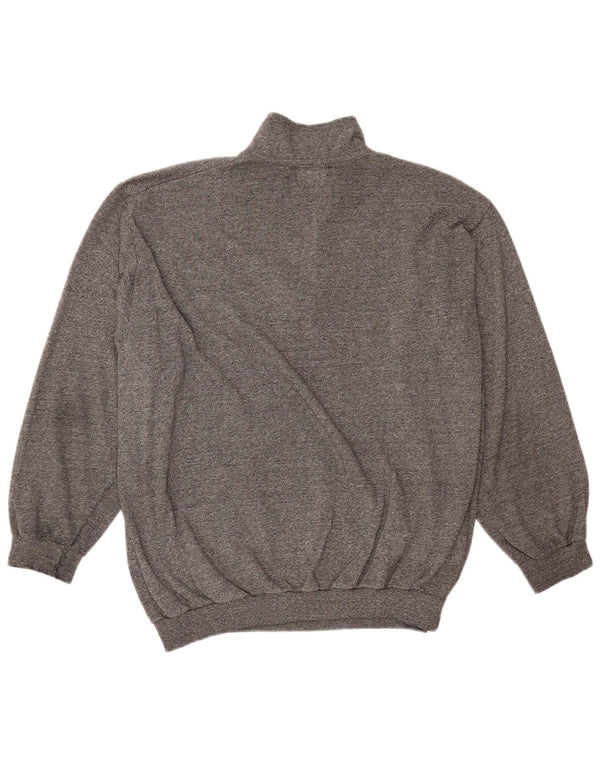 VINTAGE Sweatshirt med lynlås til kvinder UK 18 XL Grå Flecked