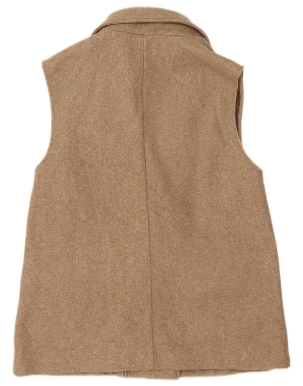 Zara Dame Dobbeltradet Utility Gilet UK 12 Medium Beige Polyester