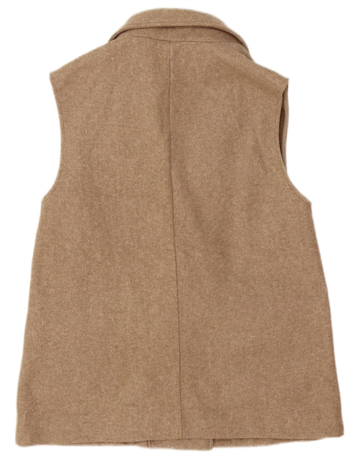 Zara Dame Dobbeltradet Utility Gilet UK 12 Medium Beige Polyester