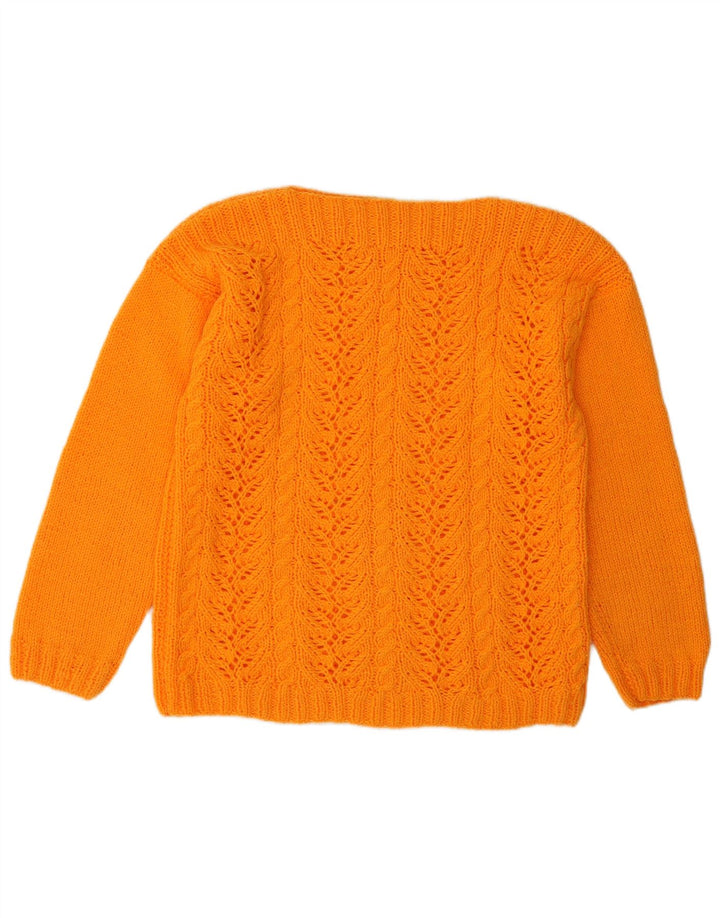 VINTAGE Dame Boat Neck Jumper Sweater UK 12 Medium Orange