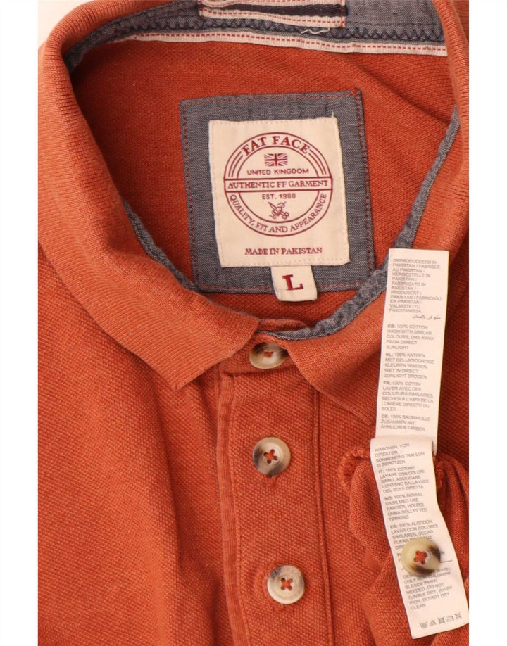 Fat Face Herre Polo Shirt Stor Orange Bomuld