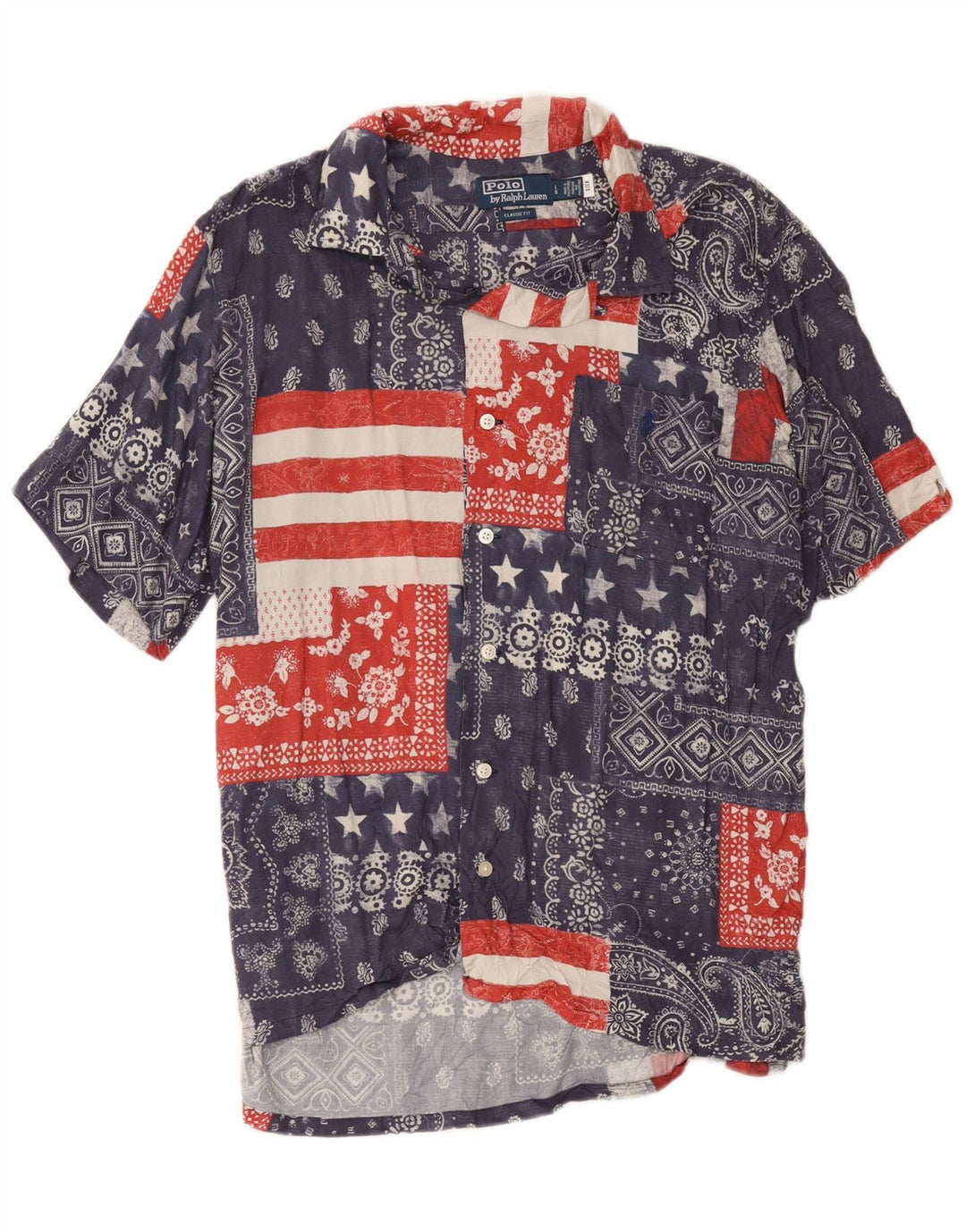 Polo Ralph Lauren Herre kortærmet skjorte Stor marineblå patchwork
