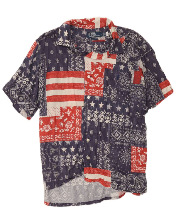 Polo Ralph Lauren Herre kortærmet skjorte Stor marineblå patchwork