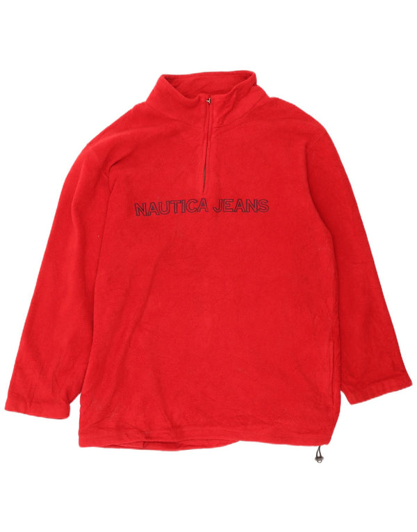 Nautica Herre grafisk lynlås-hals Fleece Jumper XL Rød Polyester