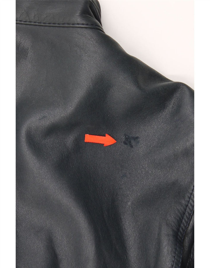 Vintage herre læderjakke UK 42 XL marineblåt læder
