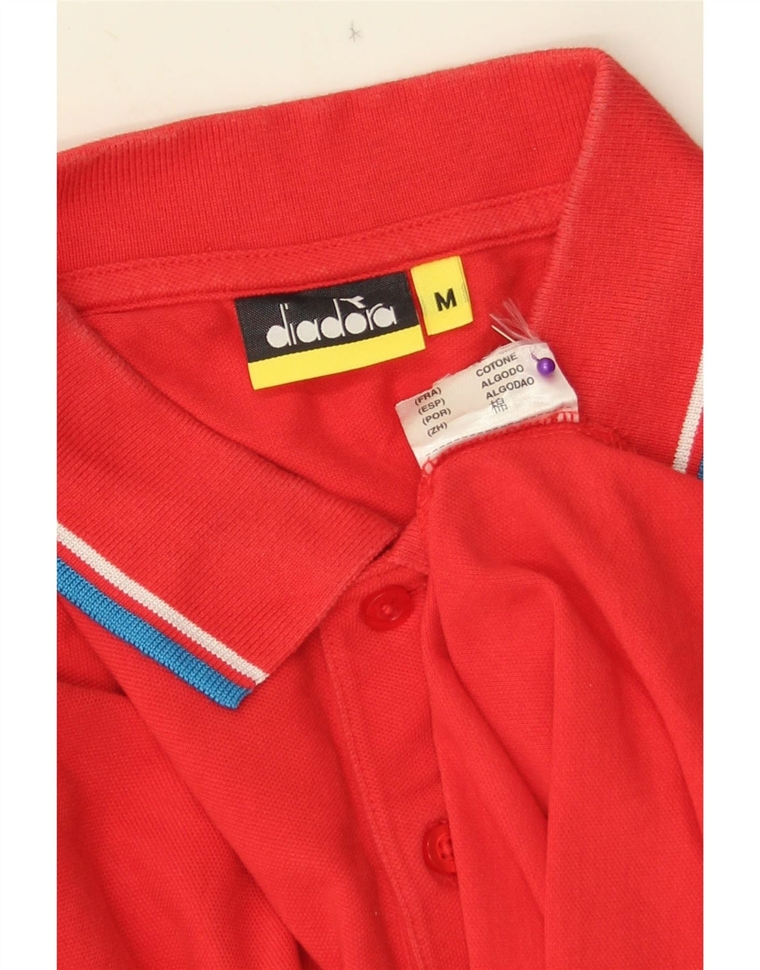 DIADORA Poloshirt til mænd Medium rødstribet bomuld