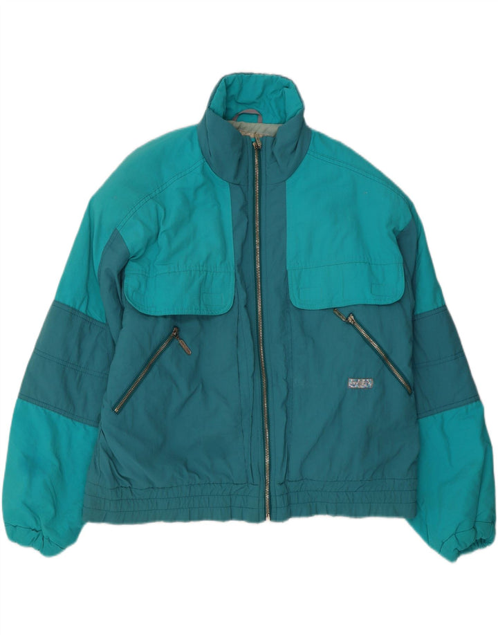 Vintage Herre Windbreaker Jacket UK 38 Medium Turkis Colourblock