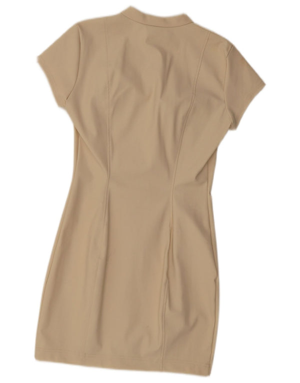 Zara Womens Sheath Dress UK 14 Large Beige Polyamide