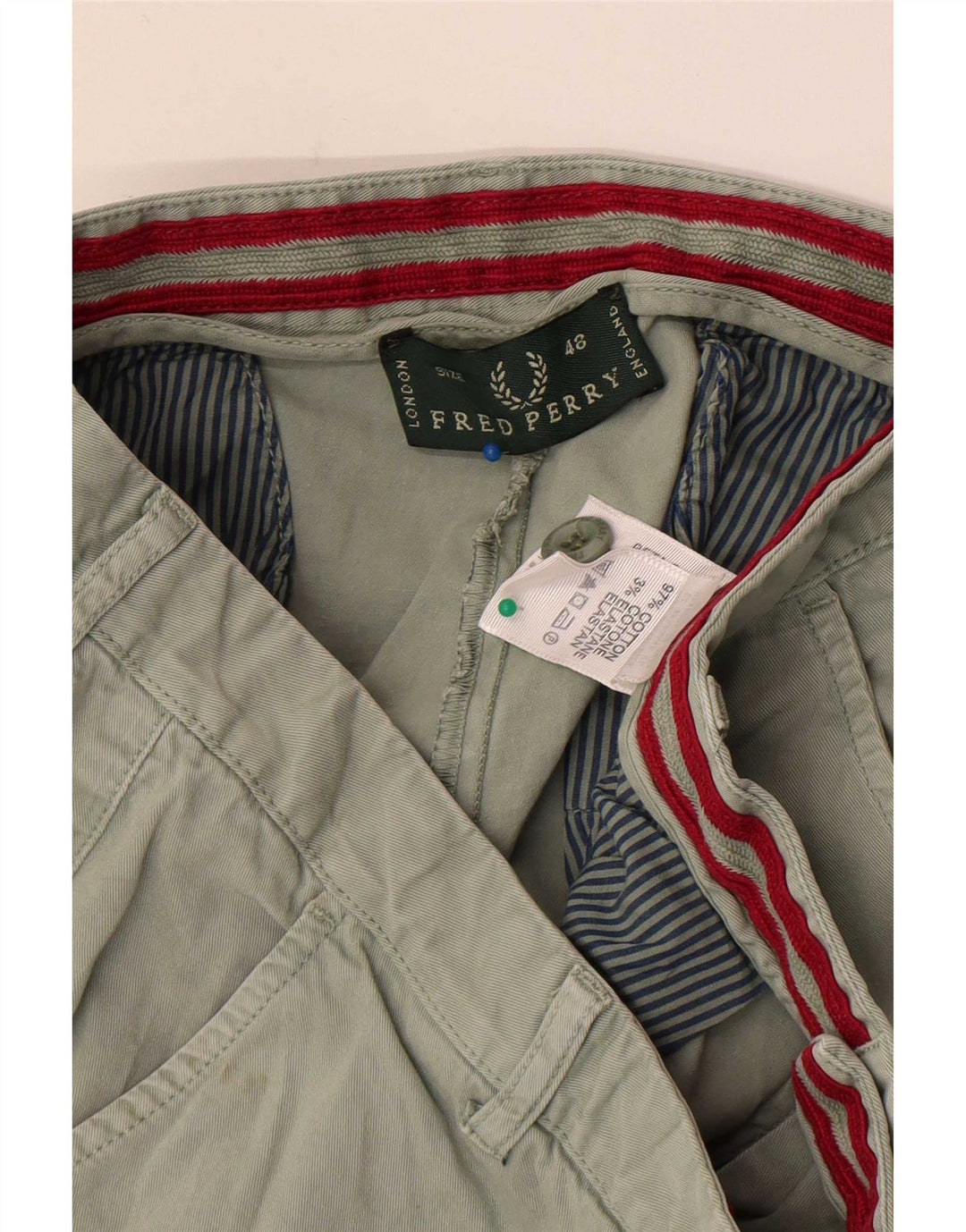 Fred Perry Herre Slim Chino Bukser IT 48 Medium W32 L32 Khaki Bomuld