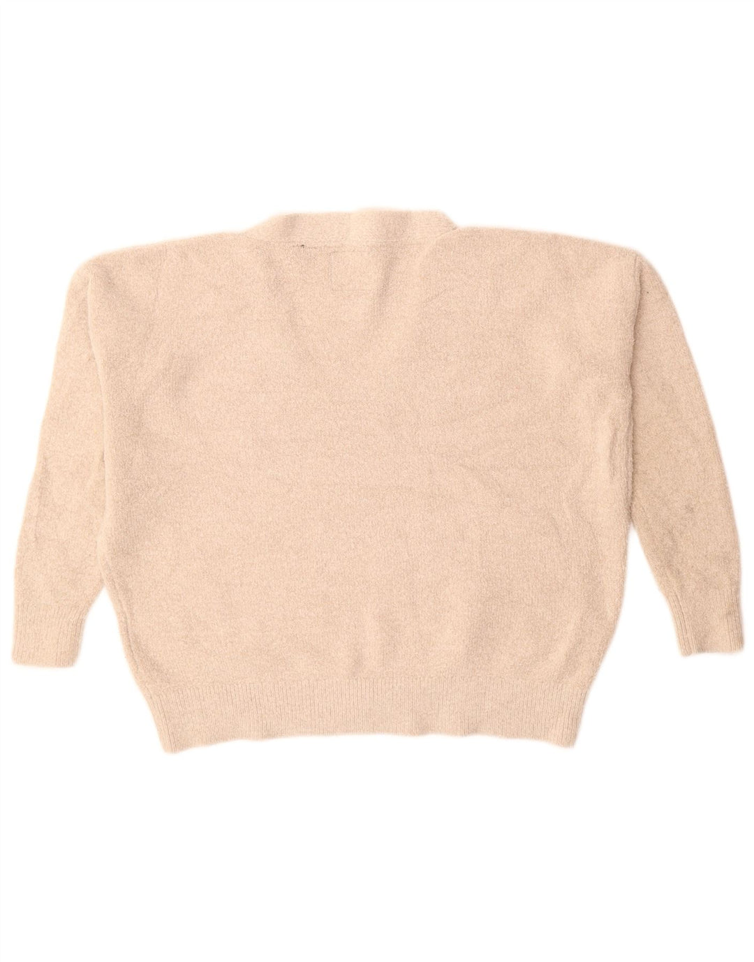 SUPERDRY Dame Oversized V-hals sweater UK 10 Small Beige Akryl