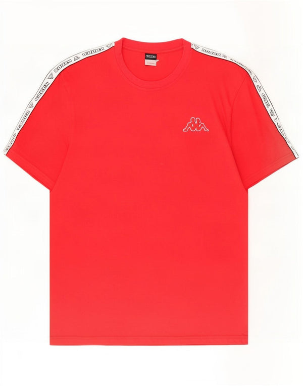 Kappa Herre grafisk T-shirt Top Medium Rød Colourblock Bomuld
