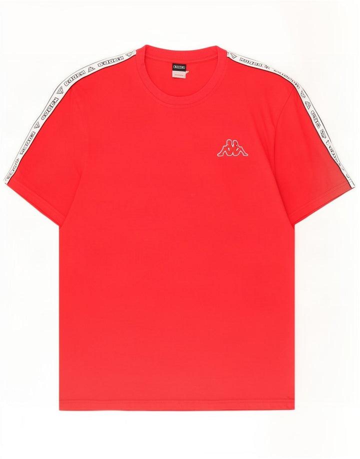 Kappa Herre grafisk T-shirt Top Medium Rød Colourblock Bomuld