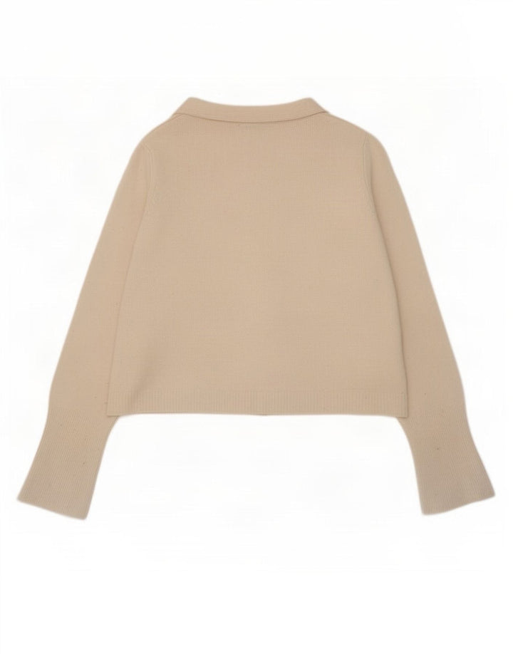Zara Dame Oversized Cardigan Sweater UK 10 Small White Wool