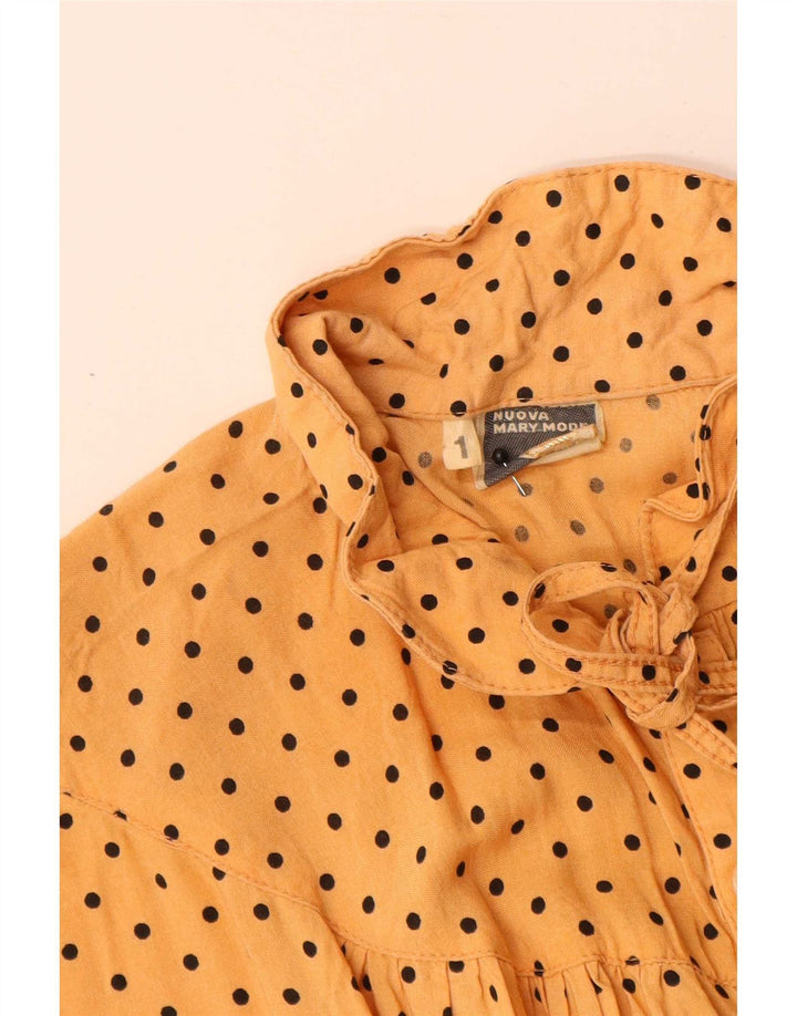 Vintage Dame Maxi Kjole UK 12 Medium Gul Plettet
