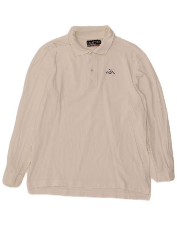 Kappa Langærmet Polo Shirt til mænd Medium hvid bomuld