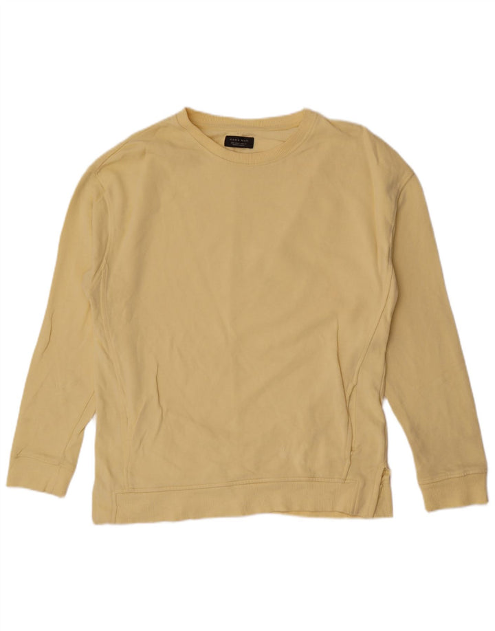 Zara Herre Sweatshirt Jumper Lille Gul Bomuld
