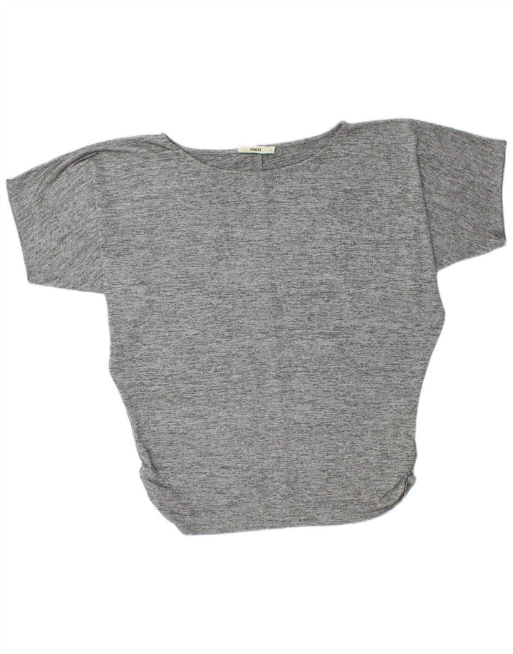 Oasis Dame Oversized T-Shirt Top UK 10 Small Grå Flecked Polyester