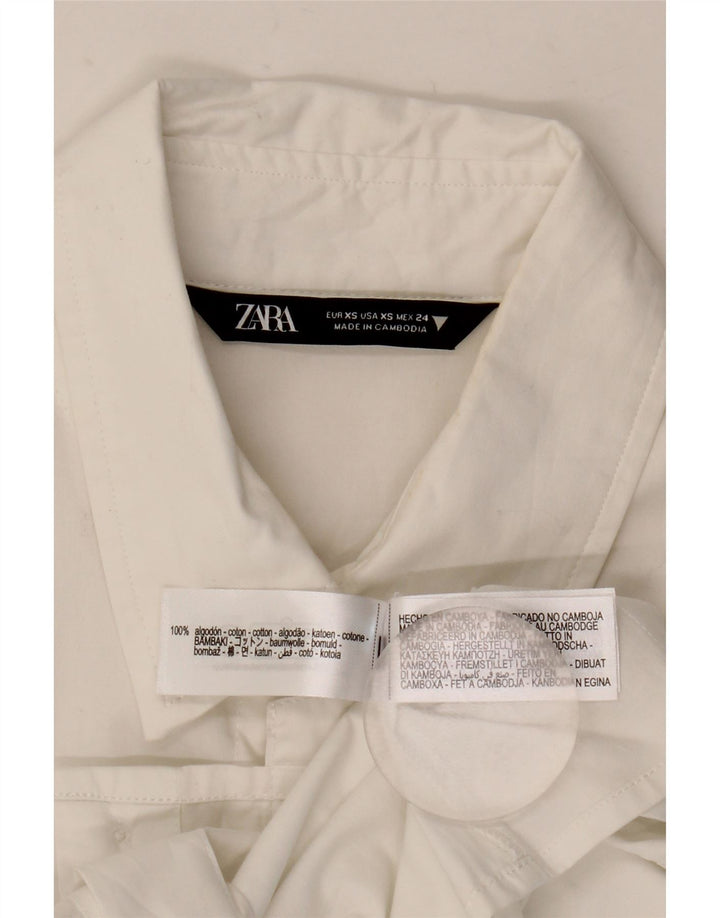 ZARA Womens Crop Oversized skjorte UK 6 XS hvid bomuld