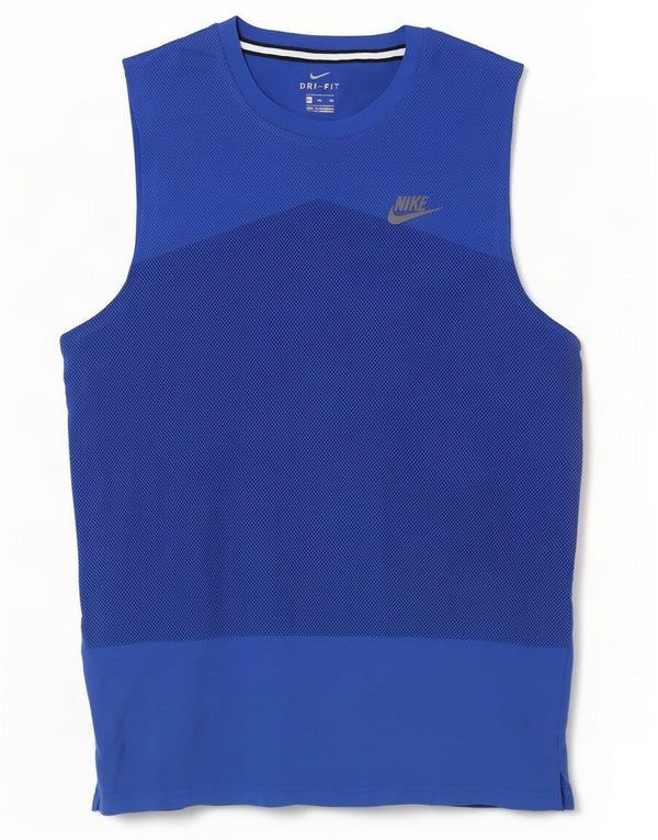Nike Herre Dri Fit Vest Top 2XL Blå plettet bomuld
