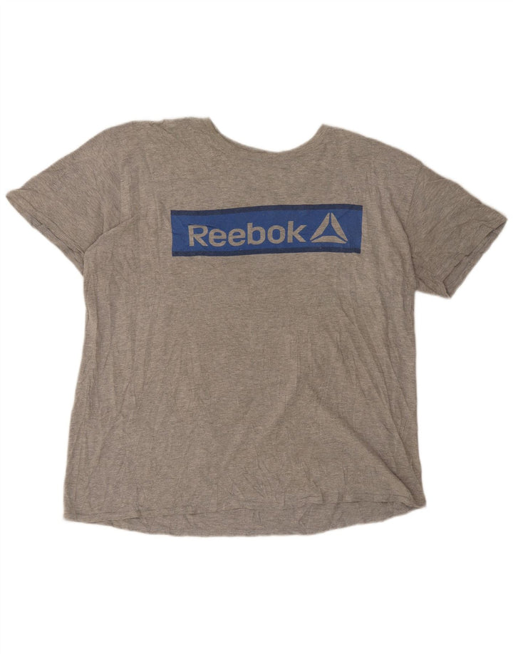 REEBOK Herre Grafisk T-Shirt Top 2XL Grå Flecked