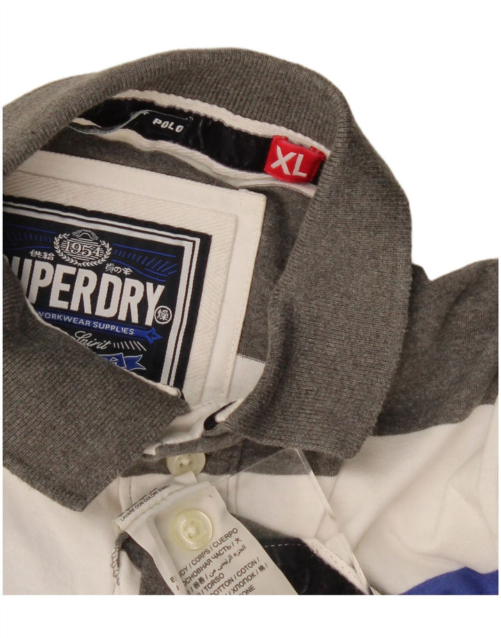 Superdry herre poloshirt XL flerfarvet stribet bomuld