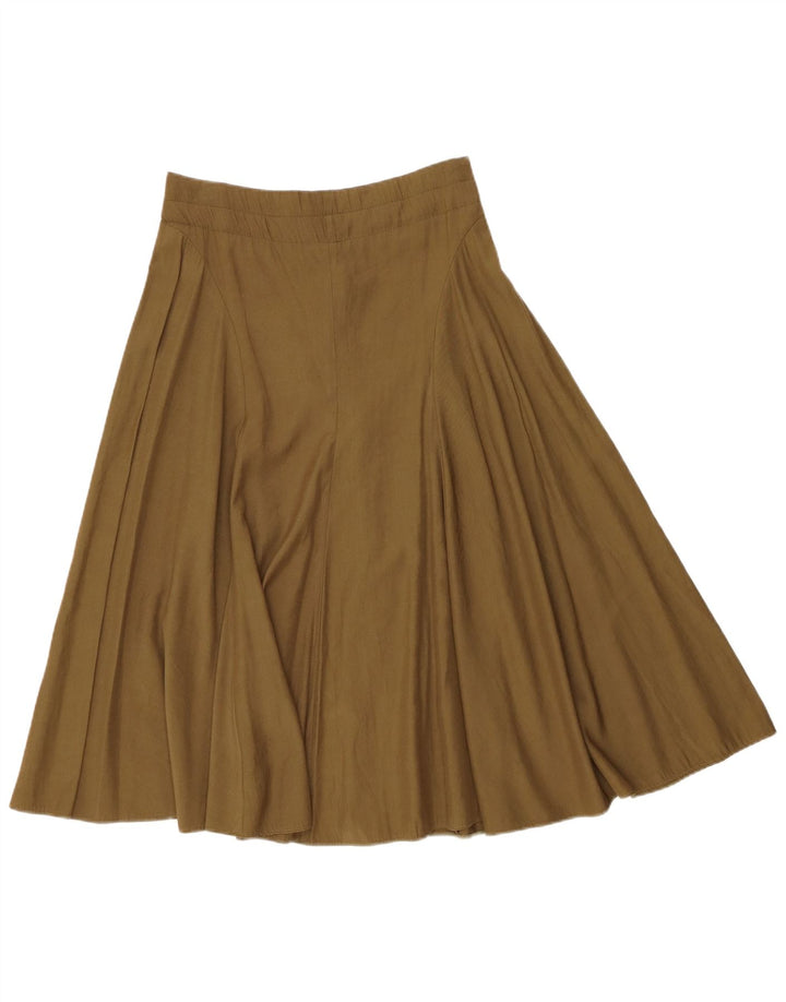 Vintage Kvinders Flared Skirt Medium W30 Khaki Polyester
