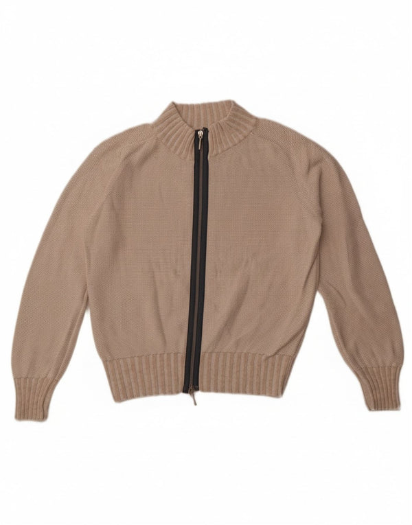 Trussardi Jeans Dame Cardigan Sweater UK 16 Stor Beige Bomuld