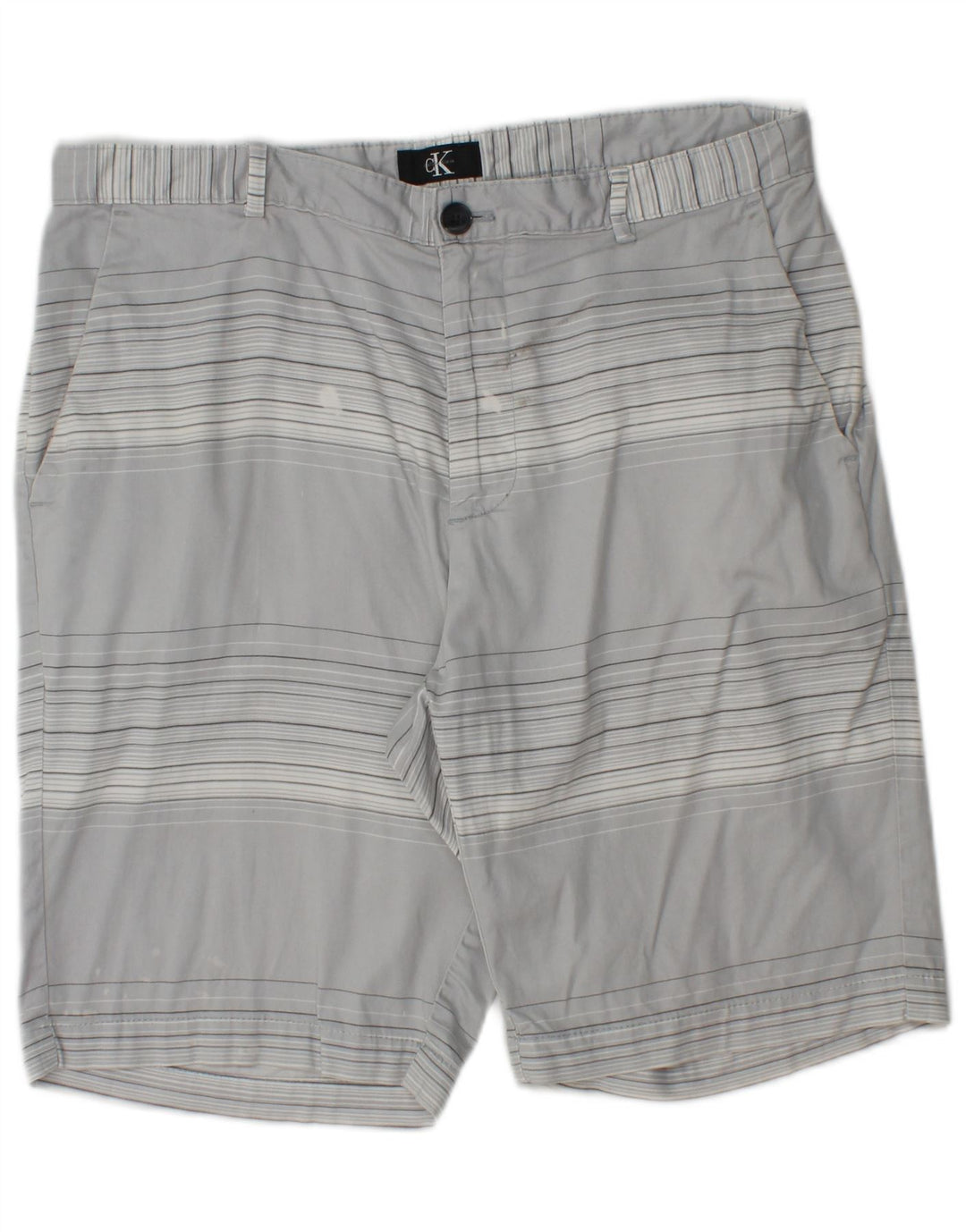 Calvin Klein Herre Chino Shorts W34 Stor Gråstribet Bomuld