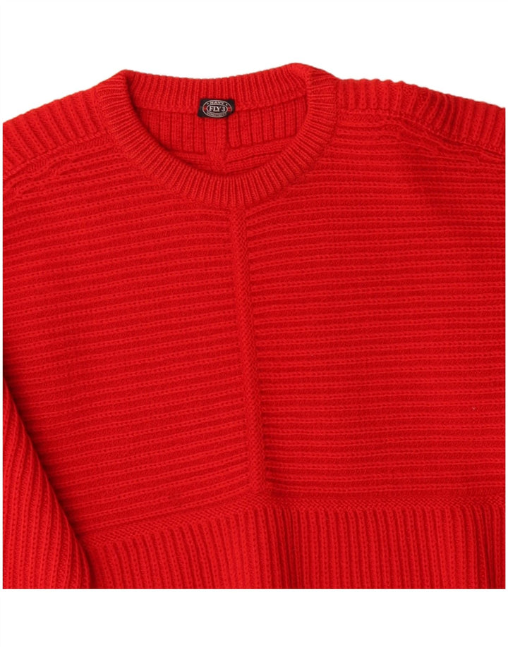VINTAGE Herre Boat Neck Jumper Sweater Medium Rød