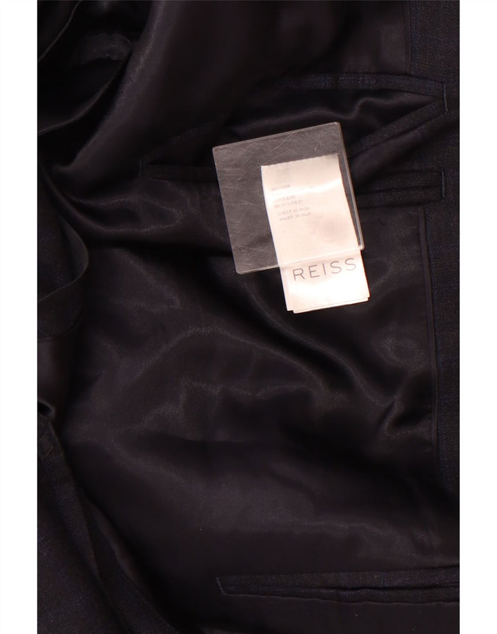 Reiss Herre 1-knap blazerjakke UK 42 XL Marineblå ternet uld