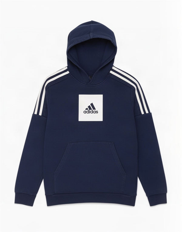 Adidas drenge grafisk hættetrøje med lynlås 11-12 år marineblå bomuld