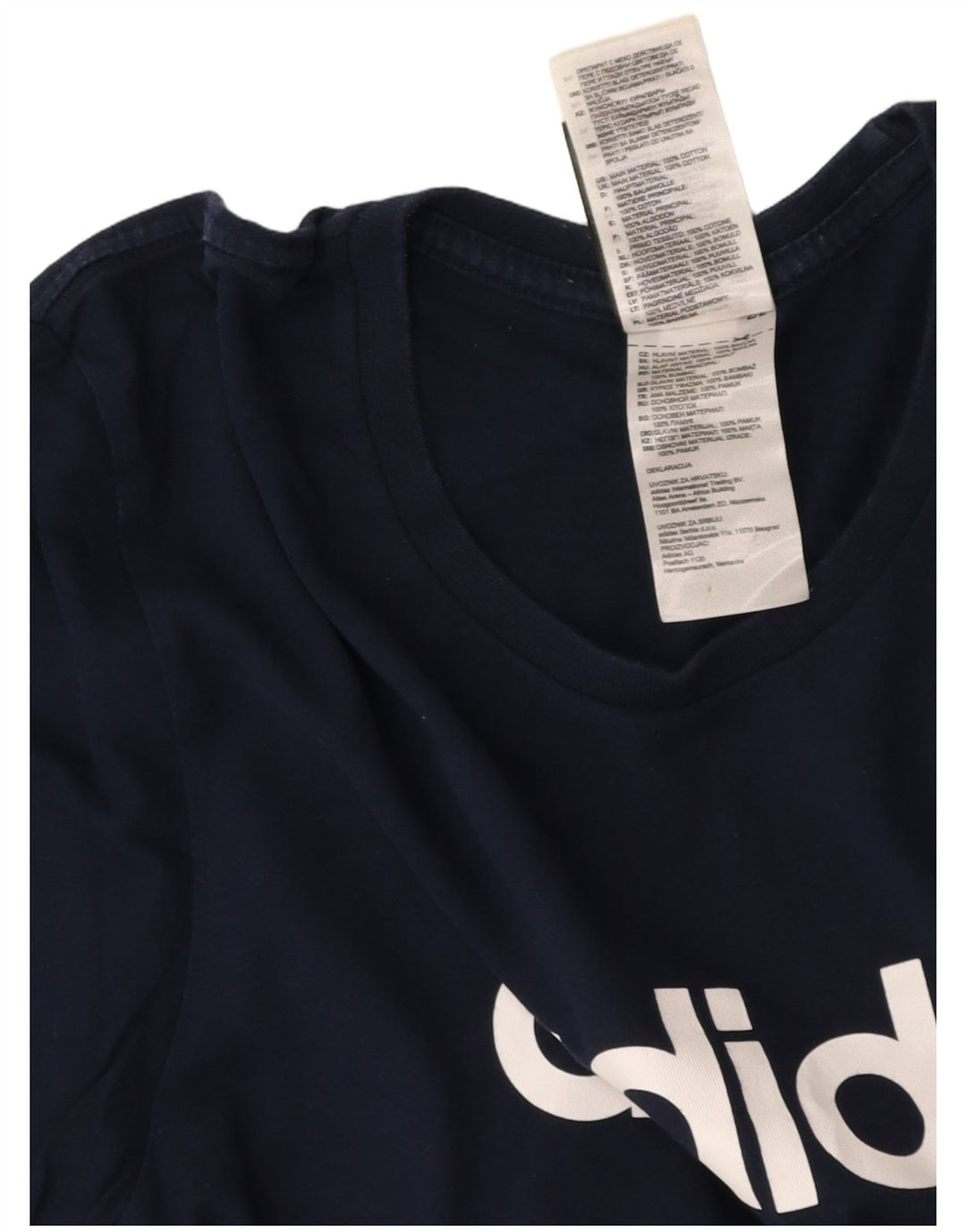 ADIDAS Mens Graphic T-Shirt Top Small Navy Blue Cotton